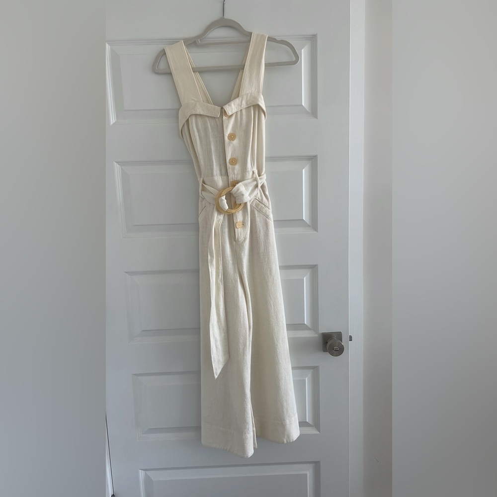 Anthropologie Cape Cod Linen Blend White Jumpsuit, Size US 2 - Picture 4 of 7